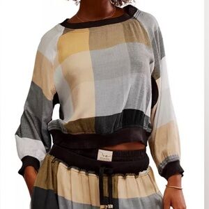 Free People Sugar Cookie Plaid PajamaWomen's Top, Small, NWT